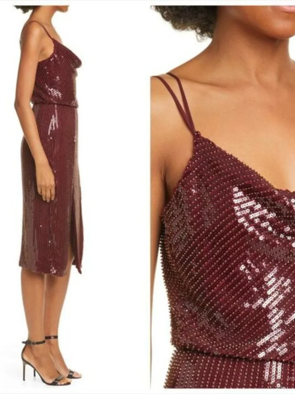 HANEY Elise Sequin Blouson Cocktail Dress HANEY
